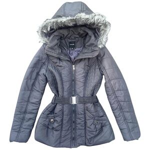 Y2K Vintage Rampage Fur Trim Belted Puffer Coat